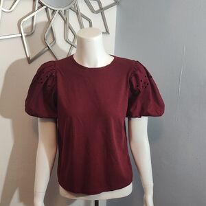 Elegant Burgundy Puff Sleeve Top